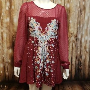 Free People merlot floral skater dress